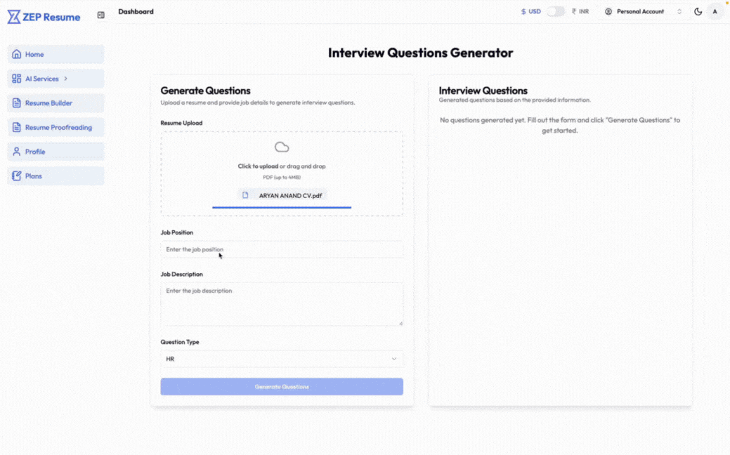 Interview Questions Generator